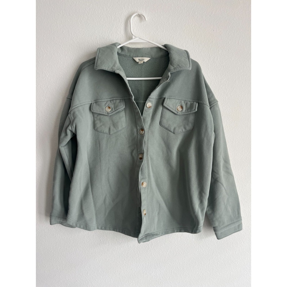 The Commons Shacket Women XL Olive Green Spread Collar Long Sleeve Everyday Wear